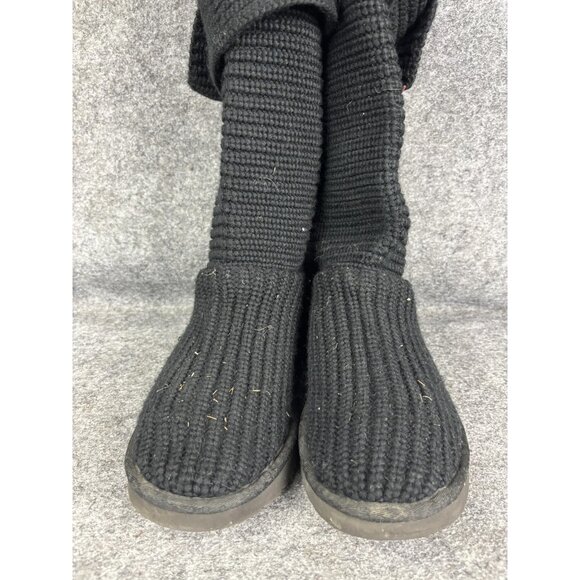 UGG Boots Womens Size 10 Black Classic Cardy II Knit Tall Slouch Winter - Picture 2 of 9